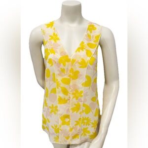 Cabi Floral Sleeveless Blouse • Style 5726 • Yellow Spring Top • XS